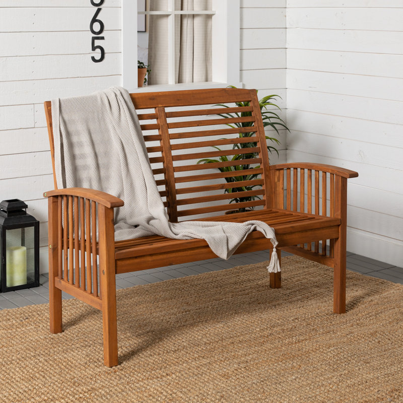 Solid Wood Acacia Outdoor Bench, Brown