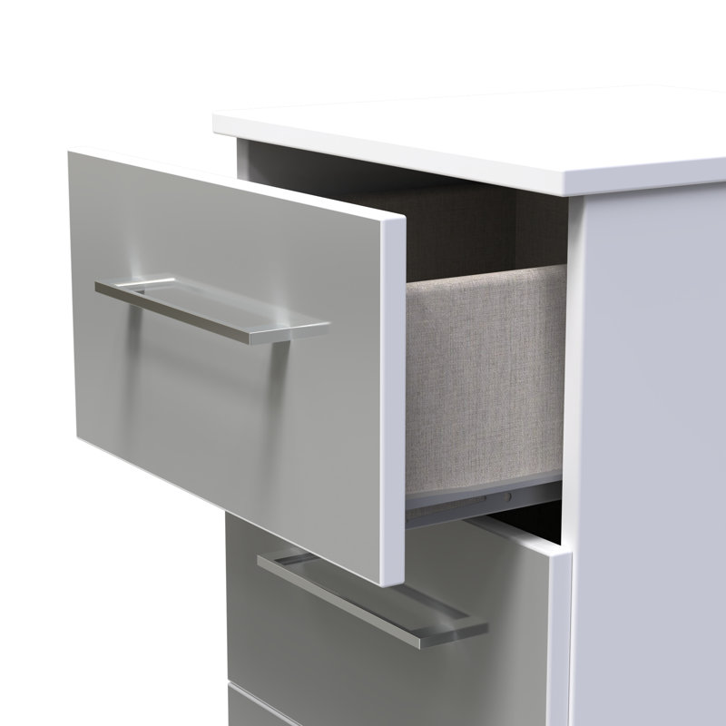 Fully Assembled Louberta 3 Drawer Bedside Cabinet, Grey/White