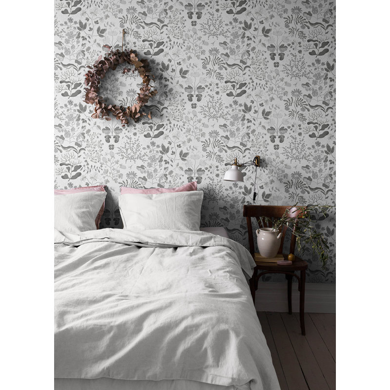 Papier peint floral gris Groh, Neutre