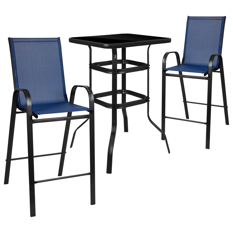 Ensemble de bar extérieur 3 pièces Advika, Bleu