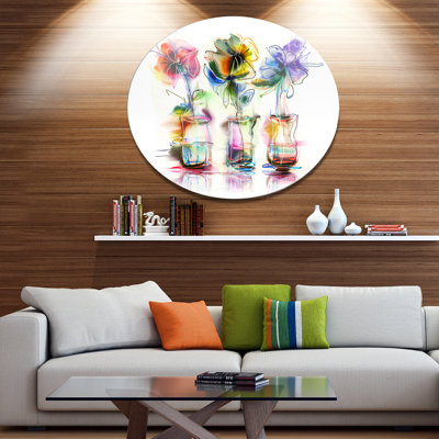 " Abstract Flowers In Glass Vases "