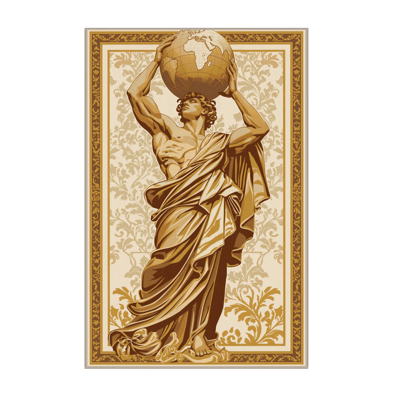 Tapis moelleux doux et moelleux en damas beige classique Luyster, 7 x 10