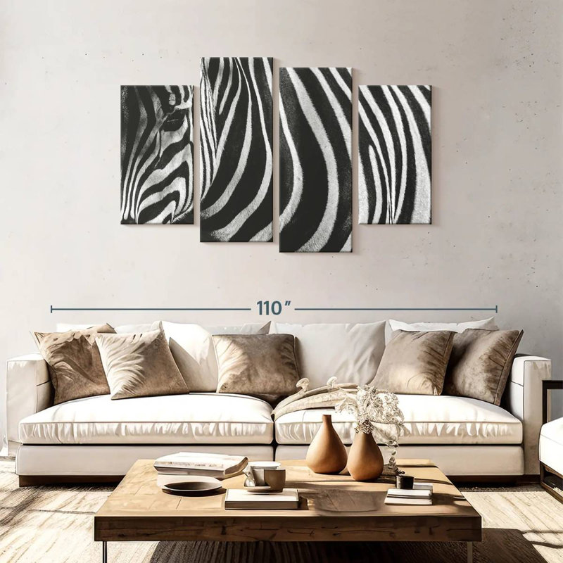 Monochrome Zebra, H 48 po x l 75 po