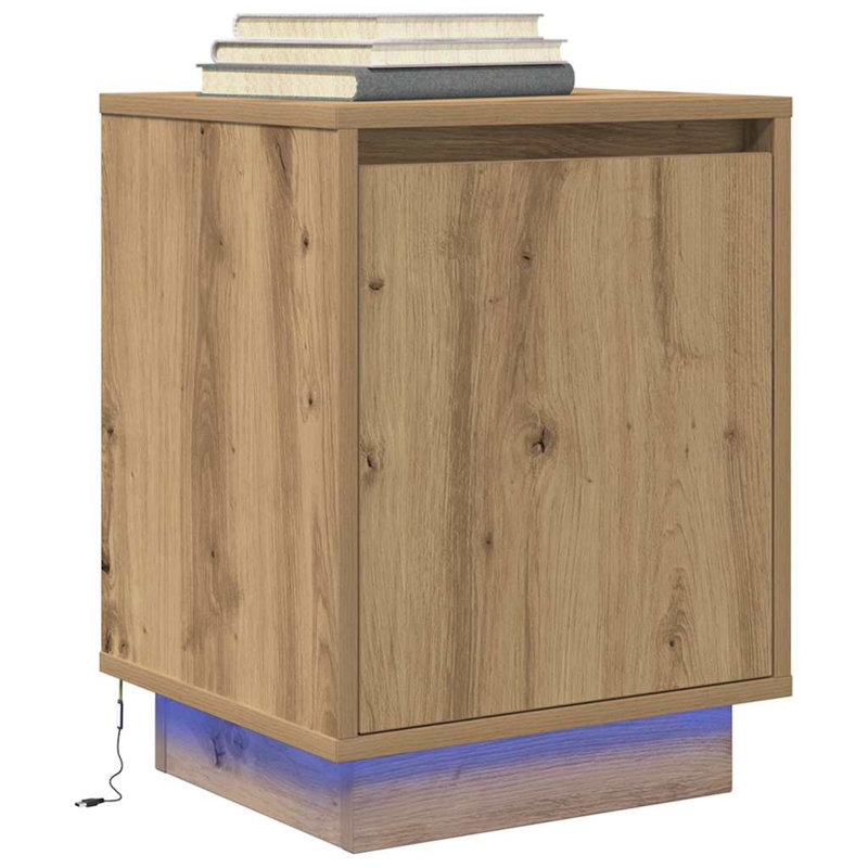 Daphane 38cm W Manufactured Wood Bedside Table, Artisan Oak