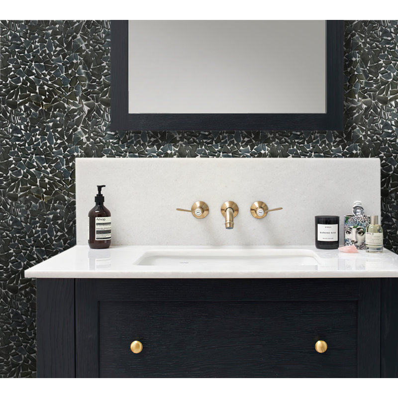 Glass Pebbles Mosaic Wall & Floor Tile, Black