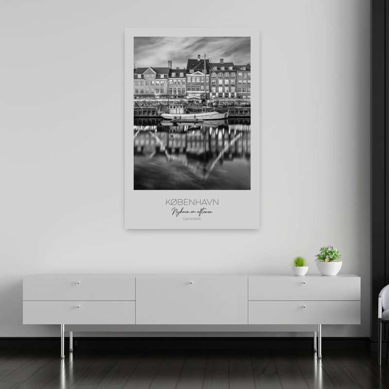 «Nyhavn Evening Abstract Contemporary City Architecture», reproduction d'art murale, H 60 po x l 40 po