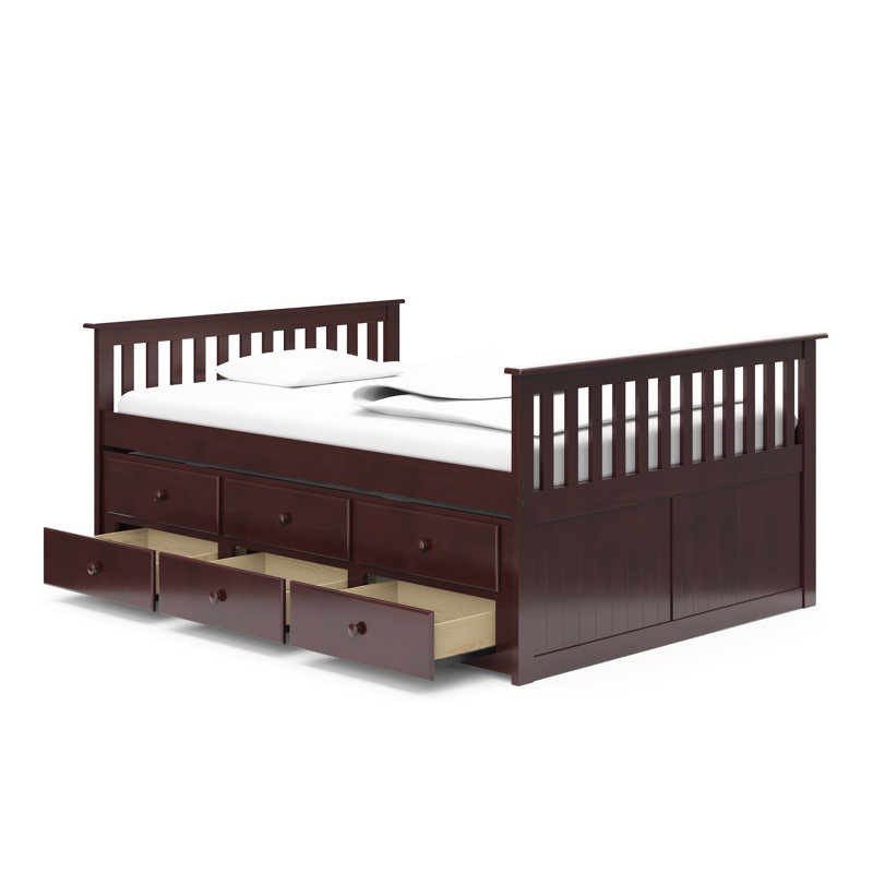 Lit gigogne simple avec tiroirs Marco Island, Espresso, Double