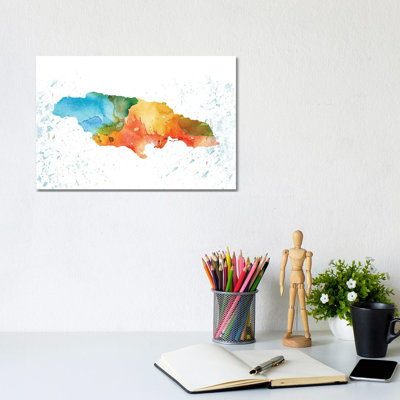 Jamaica Colourful Map - Wrapped Canvas Print