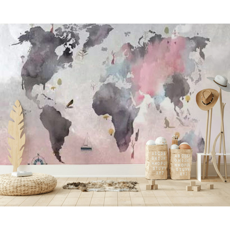 Dreamscape Atlas: carte du monde à l'aquarelle, L 6 po x l 108 po