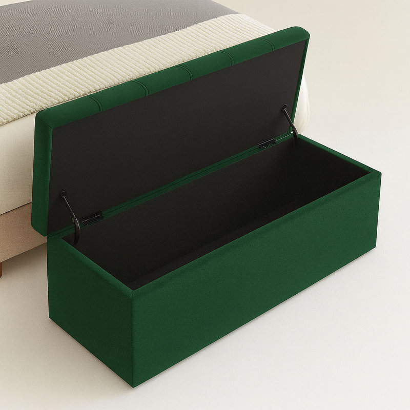 Divan Chesterfield Wide Velvet Rectangle Solid Color Standard Ottoman Box with Storage, 40cm H x 180cm W x 40cm D
