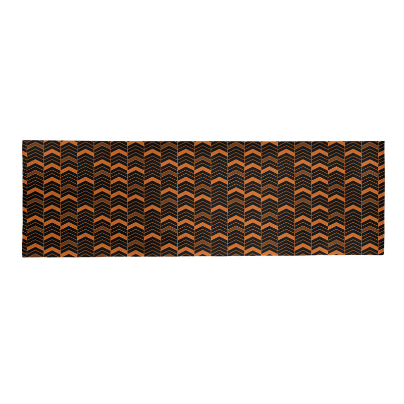 Tapis orange/noir fait main, Tapis de couloir 2 pi x 8 pi