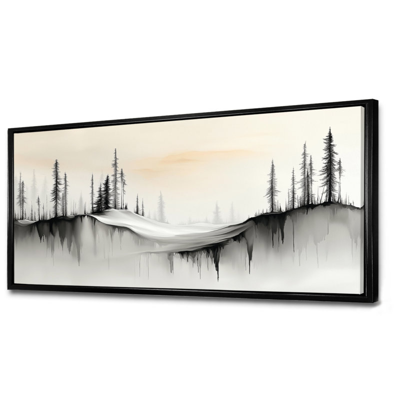 «White Black Mountain Snowfall Ridge I», reproduction d'art sur toile encadrée, H 20 po x l 40 po, Cadre flottant noir