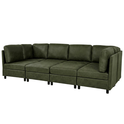 Faux Leather Fabric Upholstered Modular Sectional
