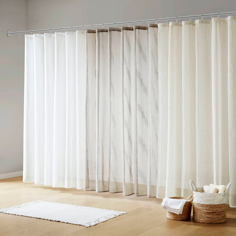 1-Piece Sheer Shower Curtain, Ivory, 72" W x 84" L
