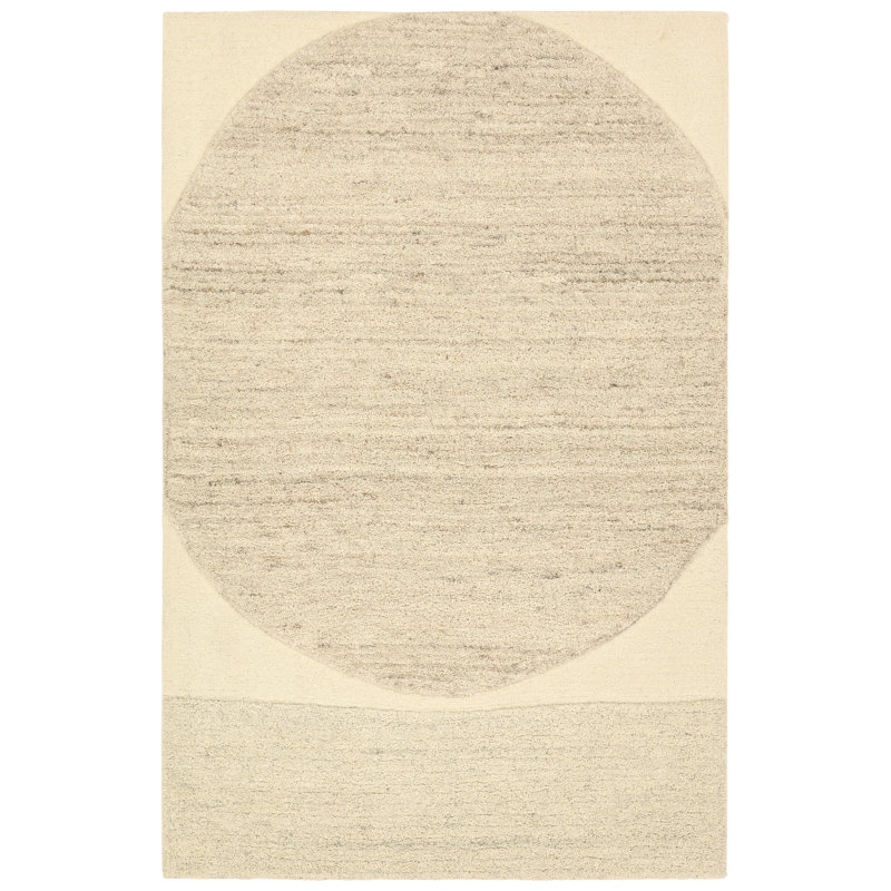Reyner Handtufted Wool Geometric Tan Area Rug, Rectangle 6' x 9'