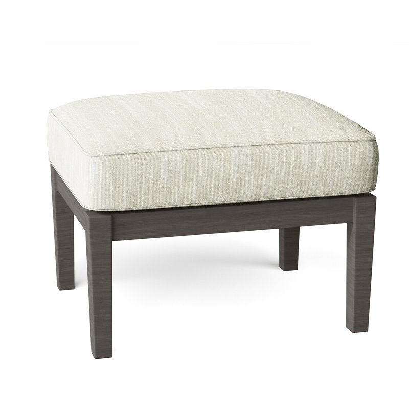 Lattice Outdoor Ottoman with Cushion, Welt, Herringbone Sand
