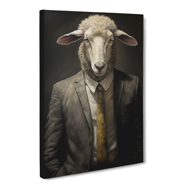 Sheep in a Suit Painting No.4 - Wrapped Canvas, 60cm H x 40cm W x 3cm D