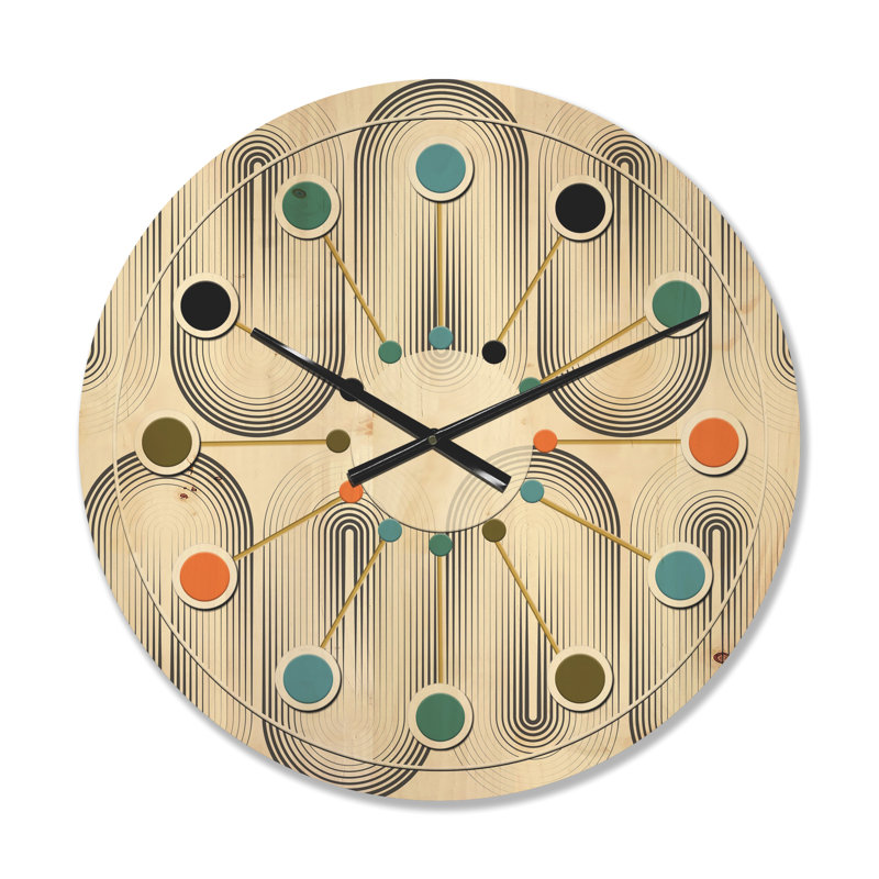 Horloge murale courbée en forme d'ornement géométrique minimal I, Petit