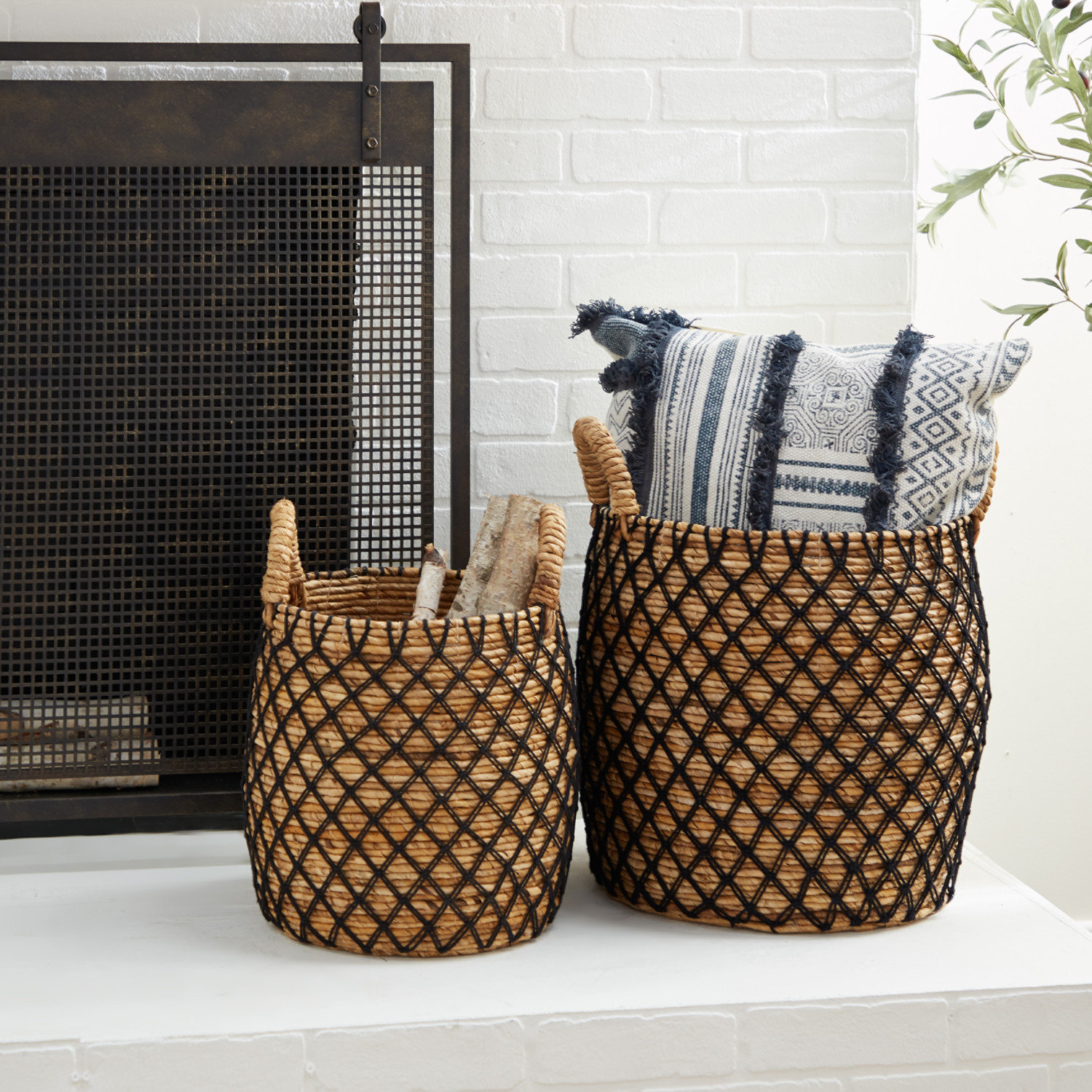 Handmade Coastal Wicker Decorative Basket - Set of 2