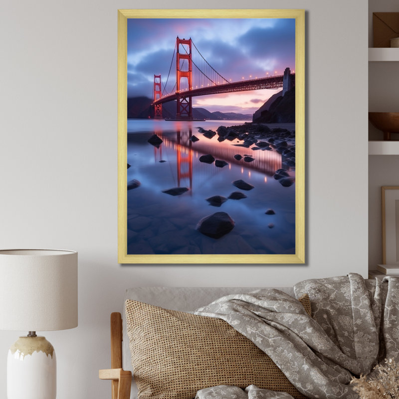 San Francisco Golden Gate Dream II sur impression sur toile, H 20 po x l 12 po x P 1 po, Encadrement doré