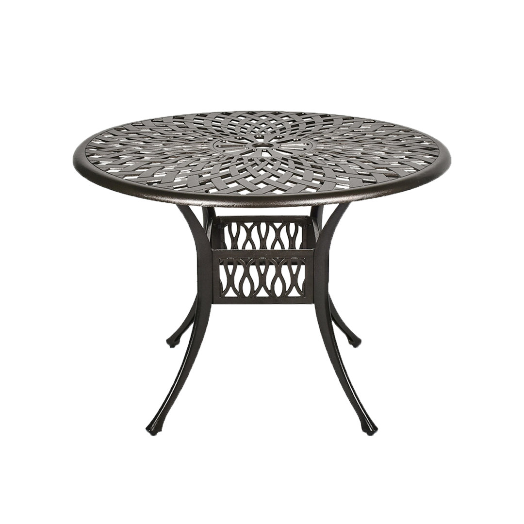 Round Metal Outdoor Dining Table With Umbrella Hole , 41.3'' in. W 41.3'' in. D GIODIR