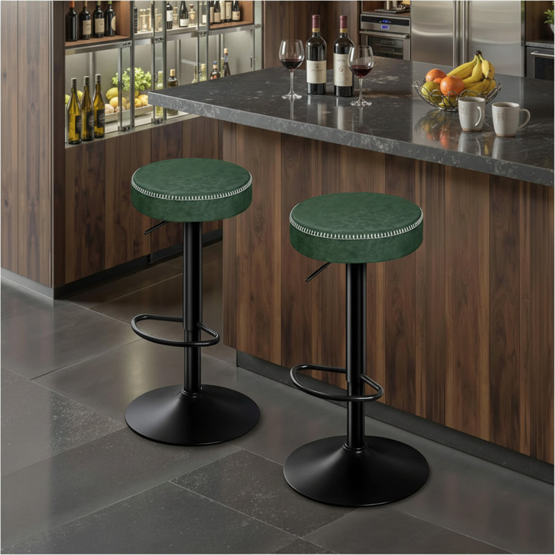 Adjustable Height Counter Stool with Metal Frame, Green