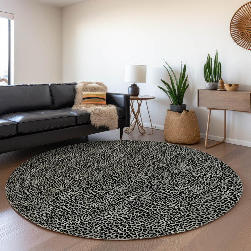 Premium Machine Washable Kishonna AMF43 Shadow Rug, Round 8'