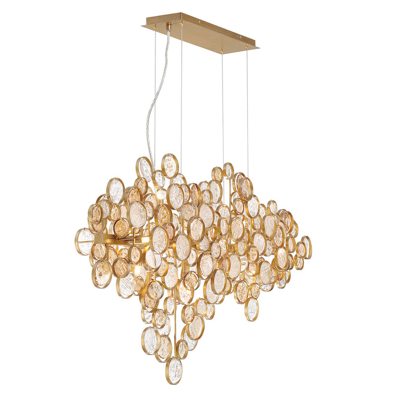 Lustre 12 lumières Trento en or antique, Gold