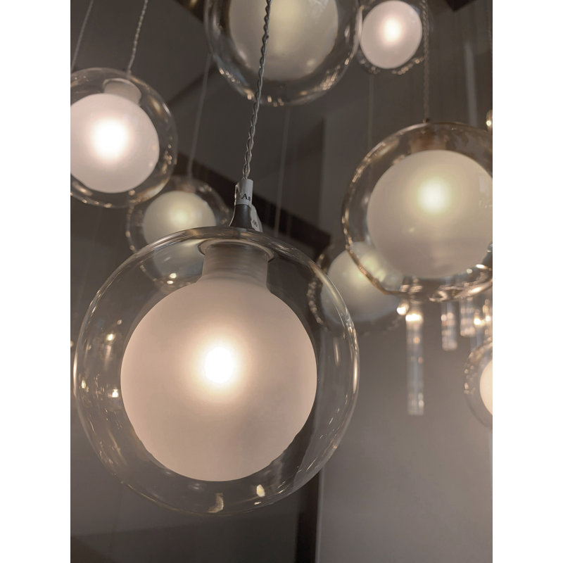 Reflection Moon 34 - Light Pendant, 144" H x 32" W x 32" D, Frosted Amber/Frosted White, White