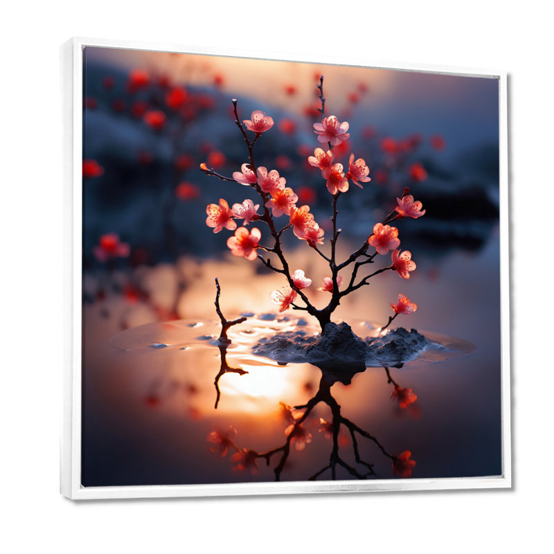 Heriberto - impression d'art mural Apple Blossom, H 16 po x l 16 po, Cadre flottant blanc, bois massif