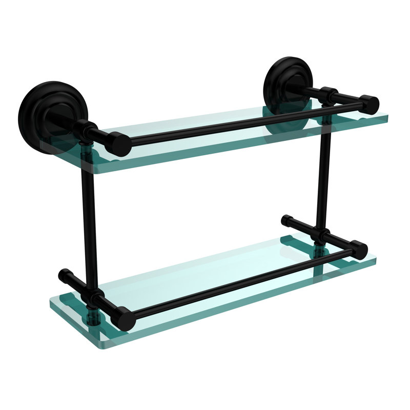 Leamore 2 Piece Tiered Shelf, Matte Black, 8" H x 16" W x 5" D