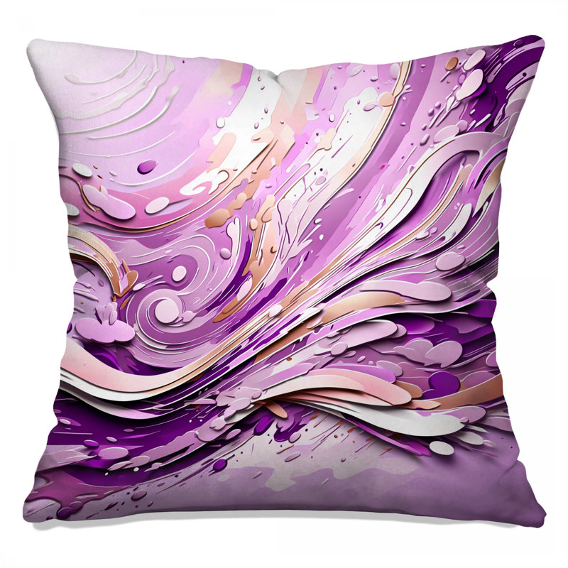 Purple Swirl Abstract Double Sided Throw Pillows, 14 x 14 inches