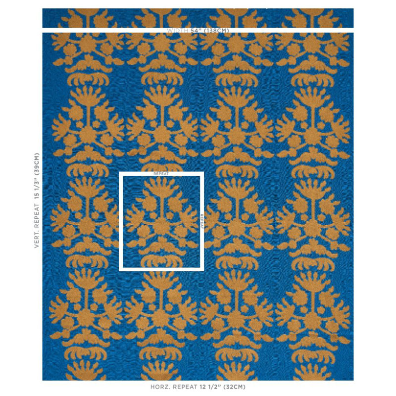 Tissu bohème cybèle, Bleu
