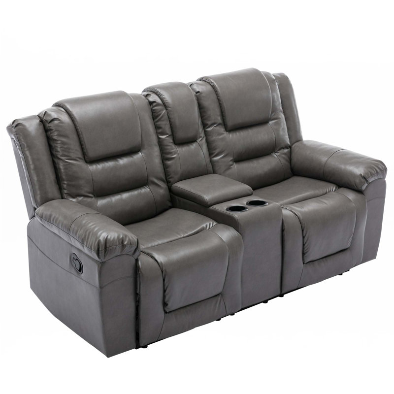 Fauteuil inclinable manuel pour 2 personnes avec une boîte de rangement et deux porte-gobelets