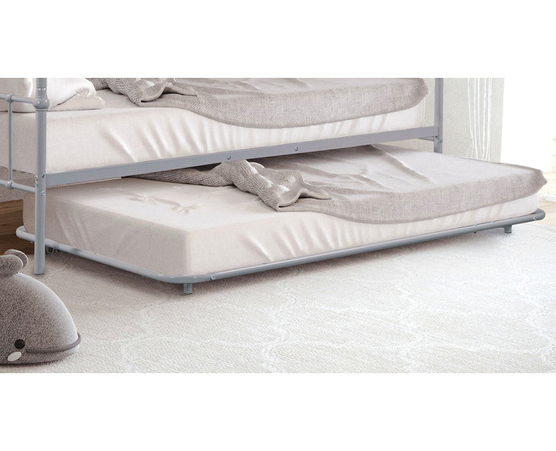 Contemporary Style 1Pc Twin Metal Daybed With Trundle Pipe Framework Full Metal Structure And Mattress Ready, Silver