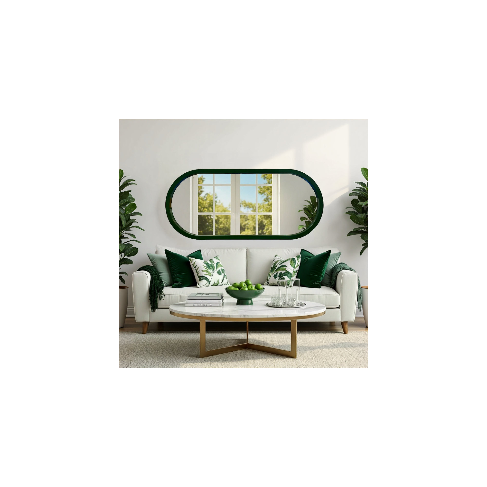 Osman Glossy Intense Rust Wall Mirror, Green