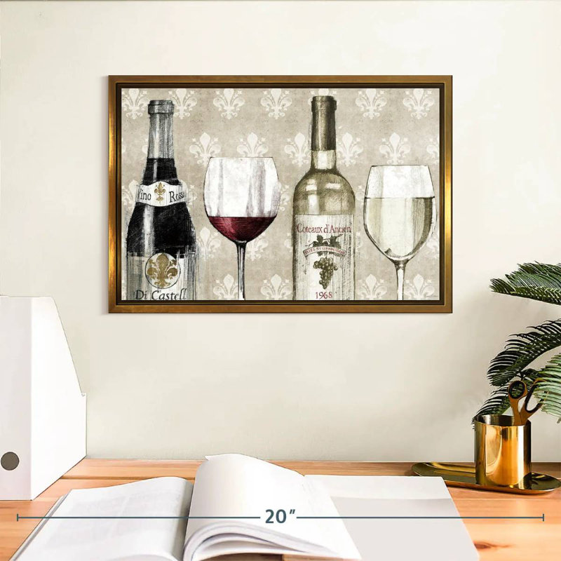 Crayon à vin III, Cadre flottant doré, 13 po x 9 po