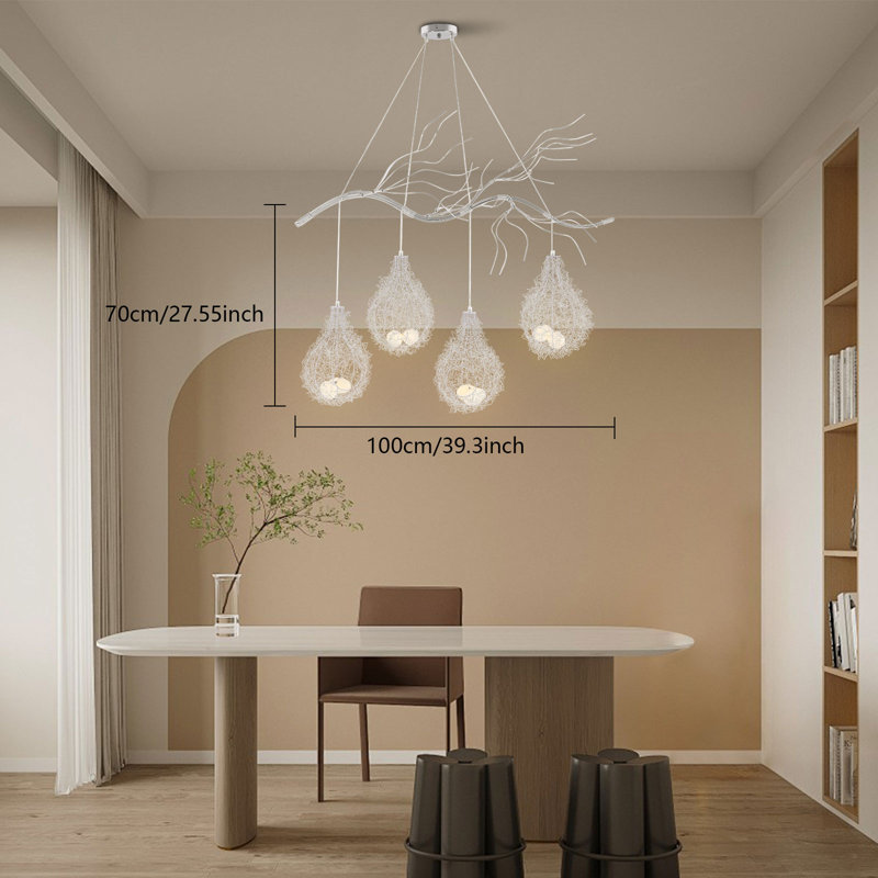 39.3" Creative Bird's Nest Chandelier Gorgeous Ceiling Lamp Fixture Elegant Rustic Pendant Light