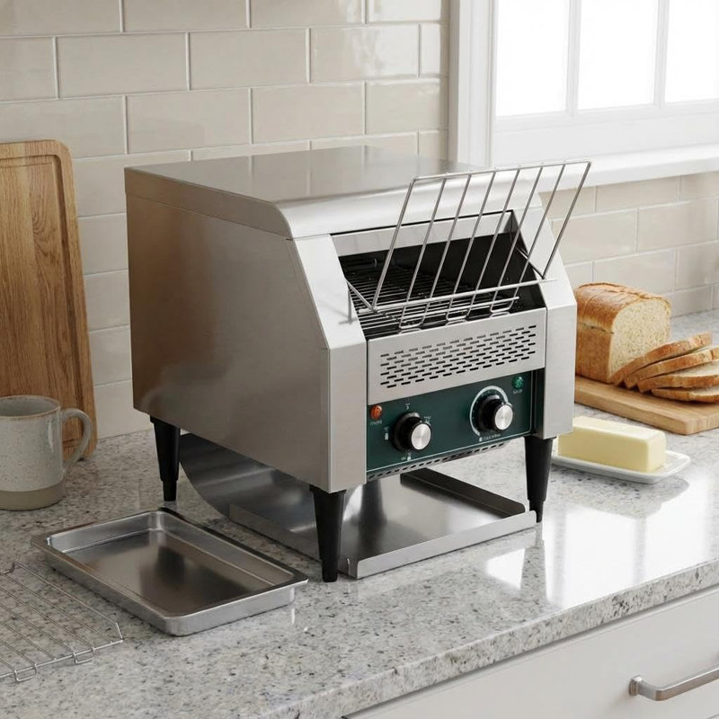 High-Capacity Conveyor Toaster with Timer, 7-Temperature Settings, 300 Slices/Hour, 1800W, 110V, 150 tranches / h, 1300W 110V