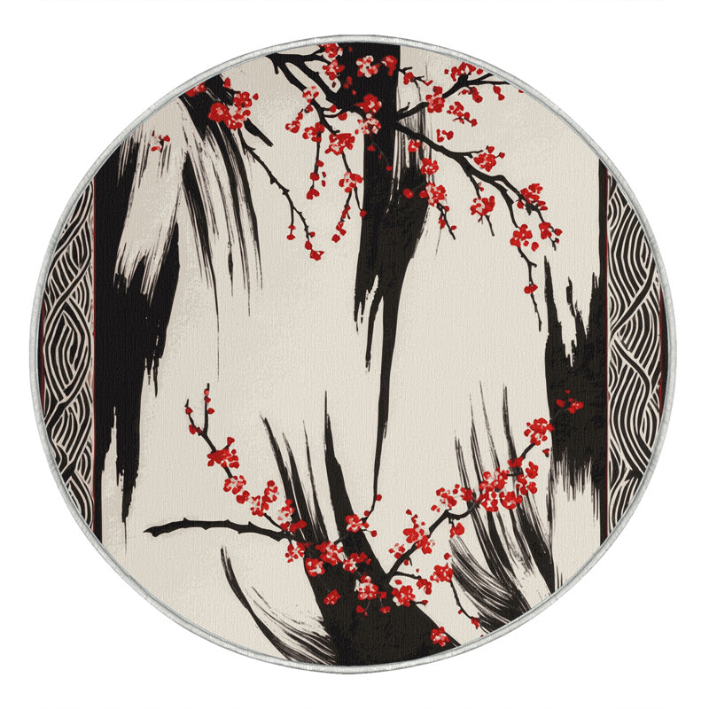 Scarlet Branches Rug, Round 5'