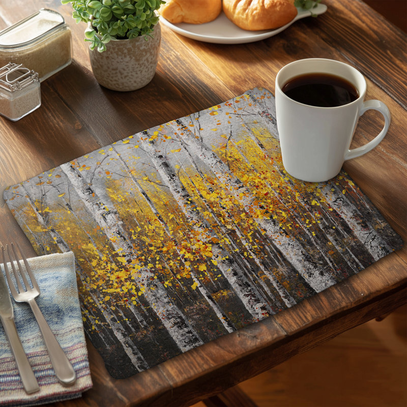 Sunny Birch Trees Braided Polyester Placemat - Home Decor