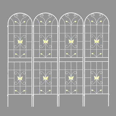 Paquet de 4 treillis de jardin en métal 86,7 "x 19,7" antirouille pour plantes grimpantes, support pour fleurs extérieur blanc crème