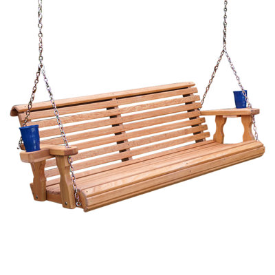 Keontae  Amish Heavy duty 700 lb roll back treated porch swing (5ft, chains, cupholders)