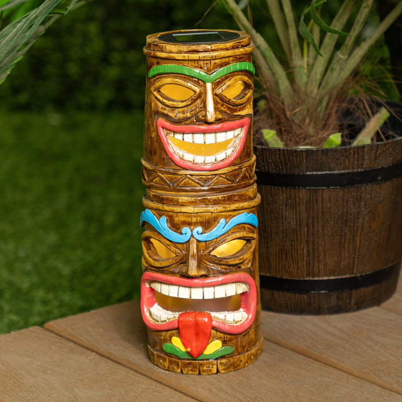 Statue tiki à énergie solaire 11 "avec lumières DEL