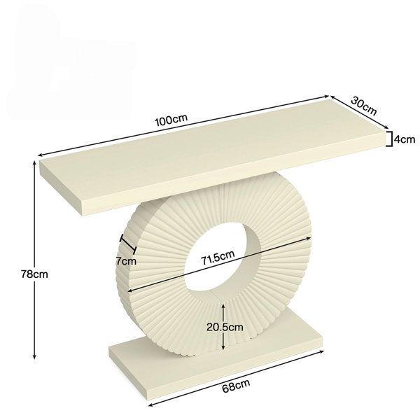 Ivy Bronx 40" Modern White Console Table With Sculptural Geometric Base ...