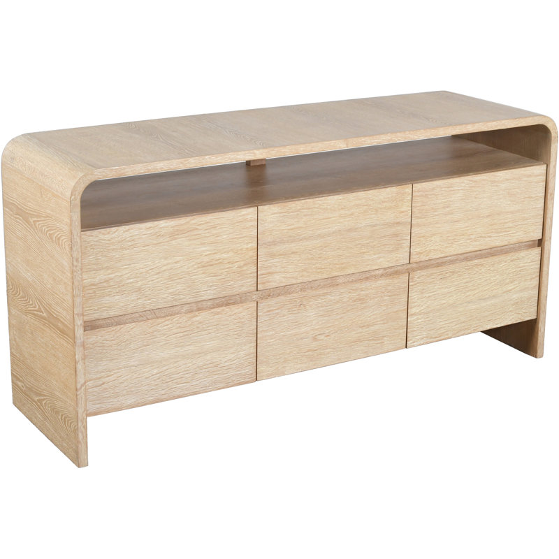 Cresthill Solid Wood 60'' W 6 - Drawer Dresser, Brown/White