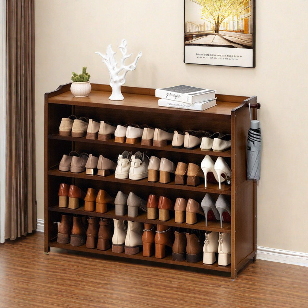 Pyramid Shoe Rack Millwood Pines Five Tier 25 Pair Bamboo Rack Shoe Rack - Wayfair Canada