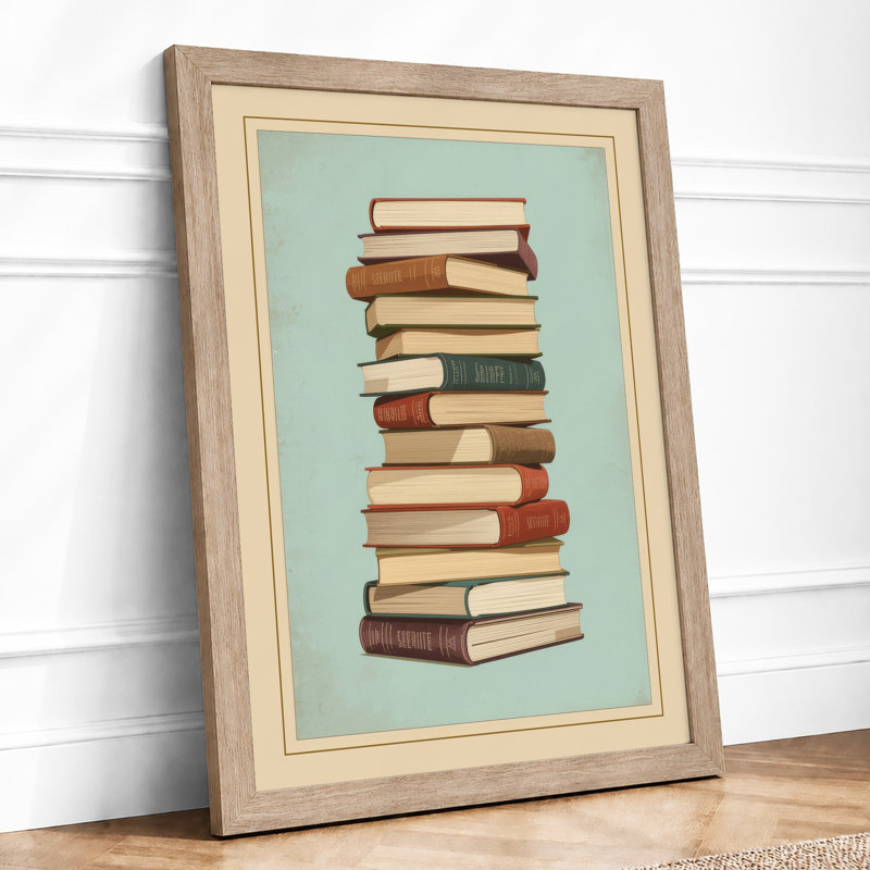 Tower Of Books Modern - Print, A1 - 84.1 x 59.4 cm, Oak