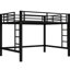 Grand lit mezzanine en métal noir avec garde-corps, double accès latéral et utilisation efficace de l'espace dans la construction de décor de chambre à coucher, échelles, convient pour un dortoir-300821996