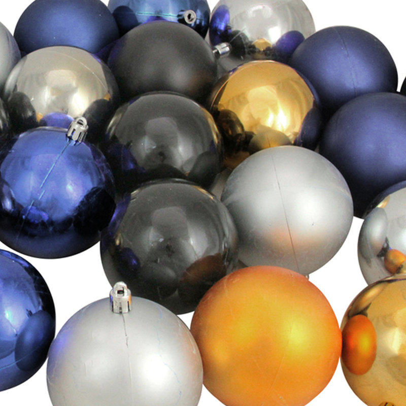 Boules de Noël incassables à 2 finitions, Bleu, noir, doré